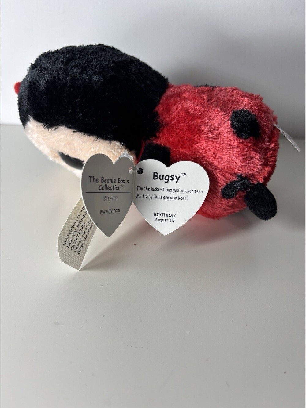 Ty Beanie Boo BUGSY The Ladybug (6 inch) Solid Eyes- NWT- - Picture 7 of 7